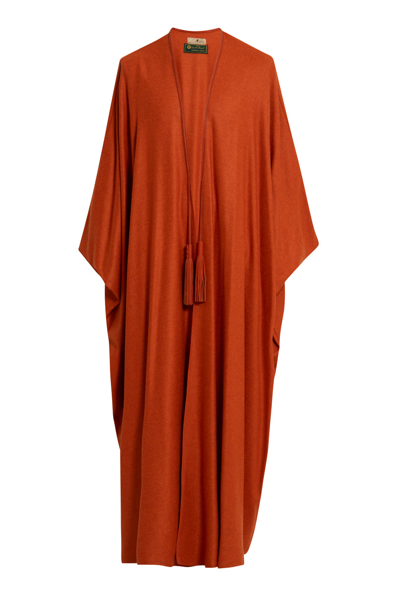 Orange Cashmere Abaya with Leather Details