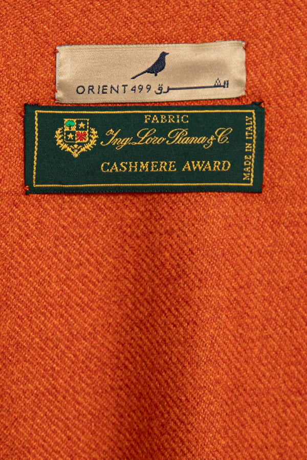Orange Cashmere Abaya with Leather Details
