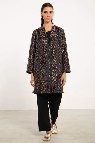 Ranime Handwoven Silk Black & Bronze Jacket
