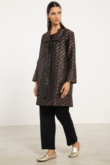 Ranime Handwoven Silk Black & Bronze Jacket