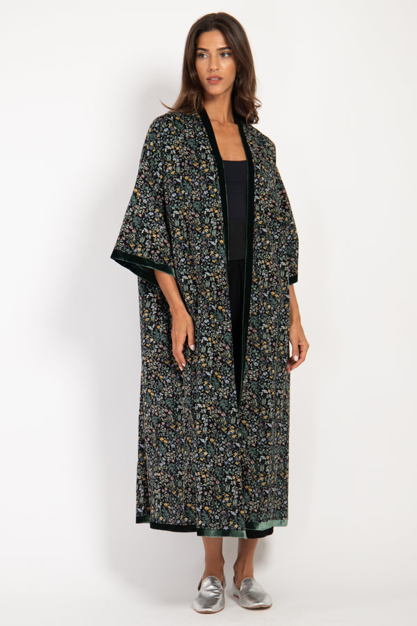 Jamila Cotton Corduroy Floral Abaya