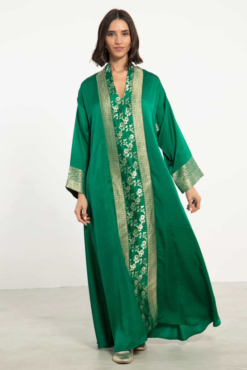 Basma Handwoven Silk Bright Green Dress
