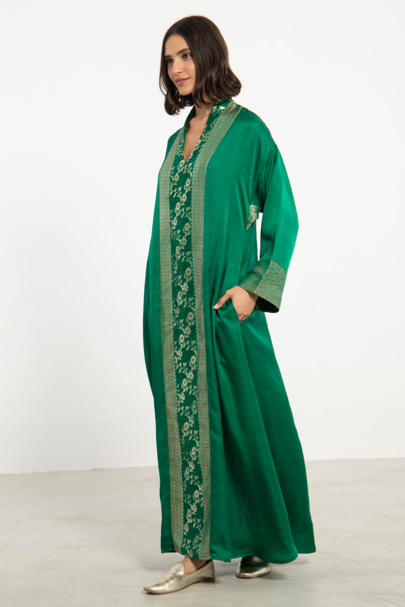 Basma Handwoven Silk Bright Green Dress