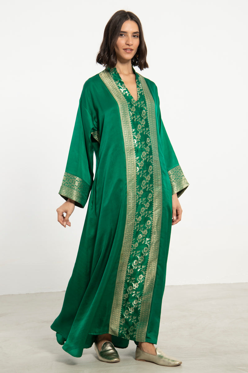 Basma Handwoven Silk Bright Green Dress