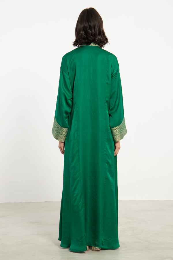 Basma Handwoven Silk Bright Green Dress