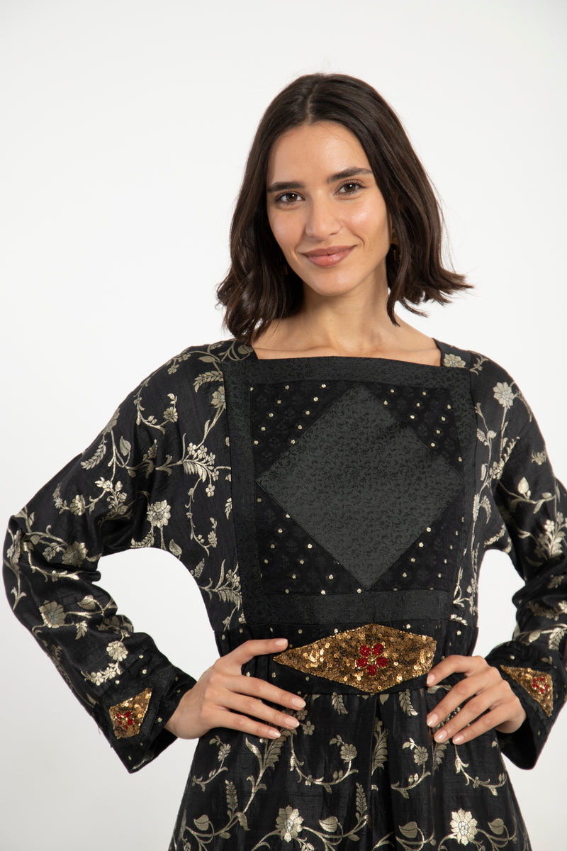 Rayssa Silk Sequins Embroidered Dress