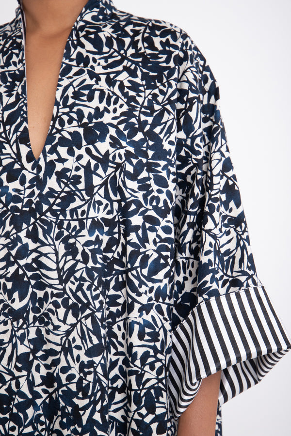 Nisrine Linen Floral Ink Kaftan