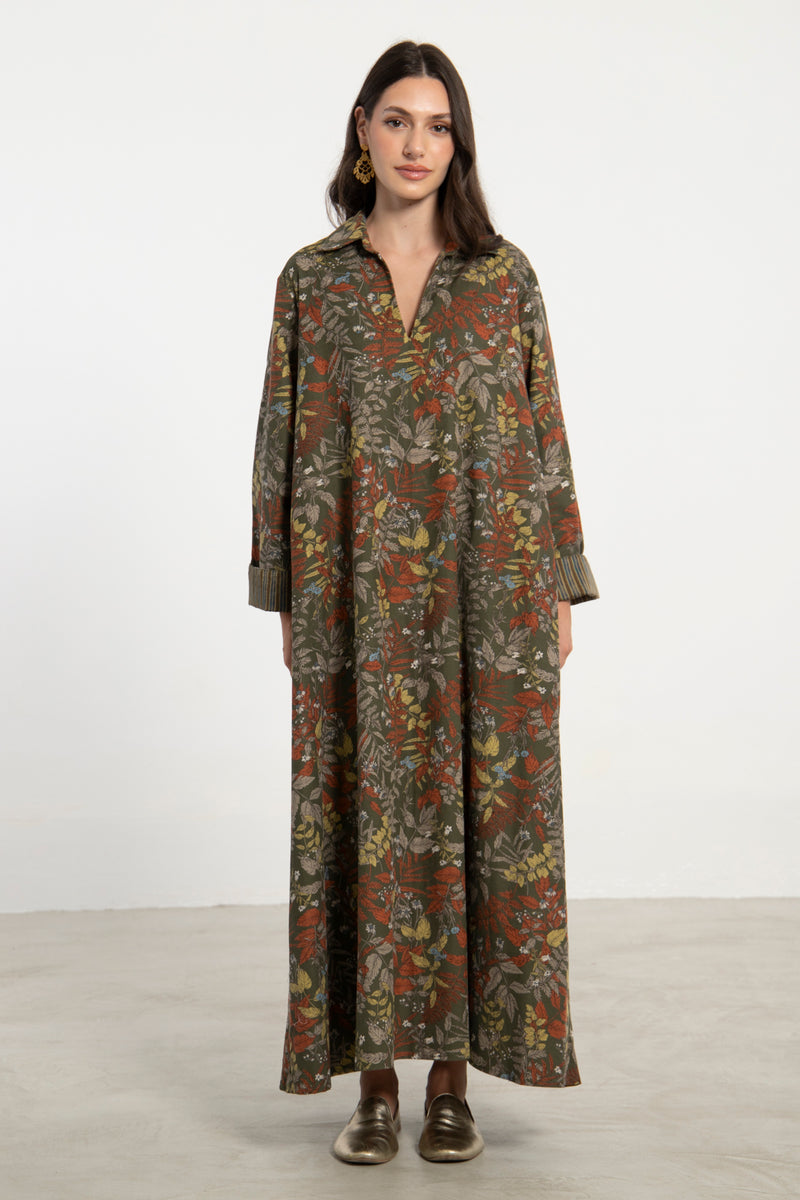 Hilal Cotton Corduroy Floral Dress