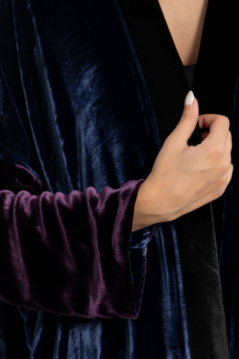 Sherif Velvet Black, Blue & Purple Abaya
