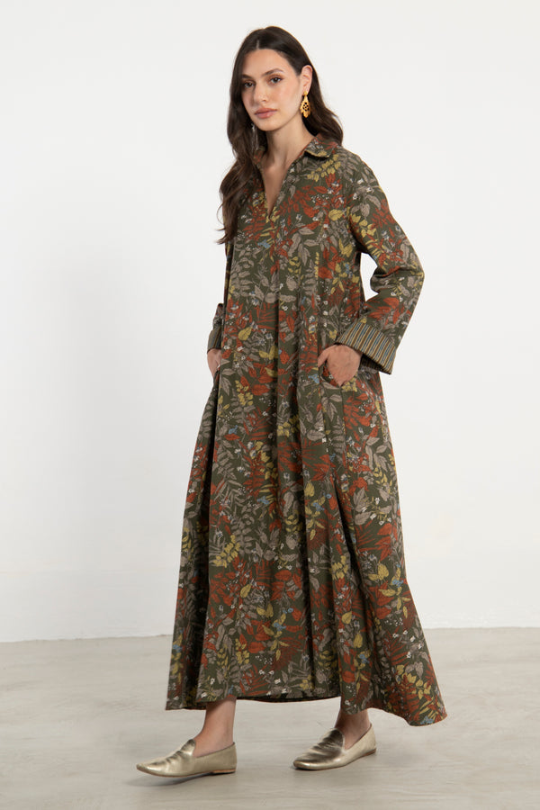 Hilal Cotton Corduroy Floral Dress