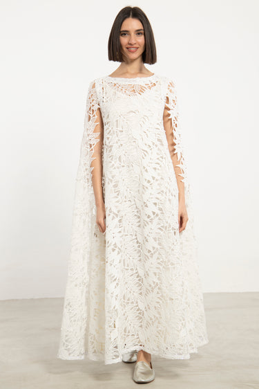 Balkis Cotton Lace Feuillage Dress