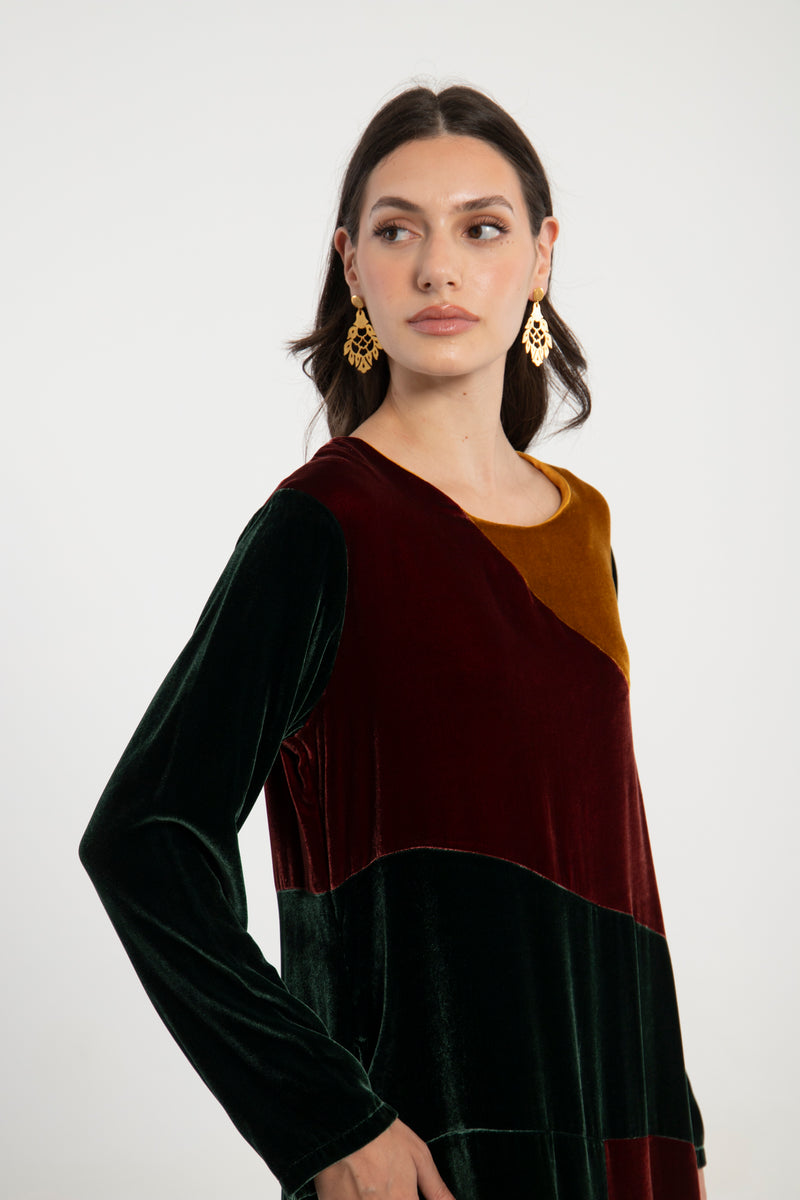 Lyana Velvet Patchwork Dress