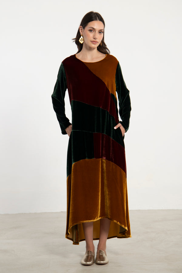 Lyana Velvet Patchwork Dress
