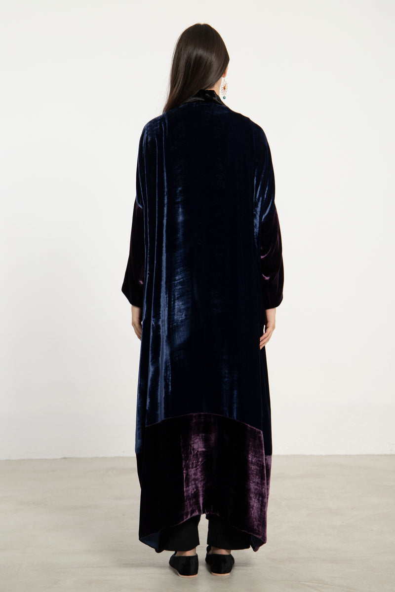 Sherif Velvet Black, Blue & Purple Abaya
