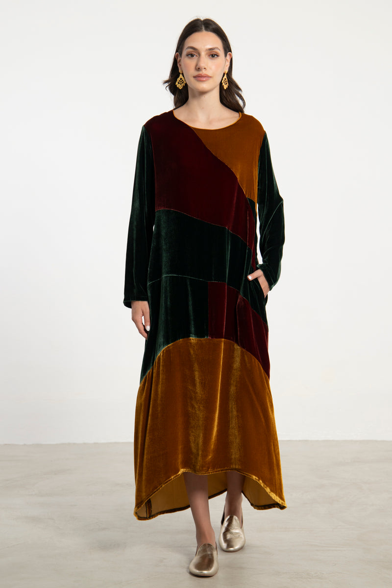Lyana Velvet Patchwork Dress