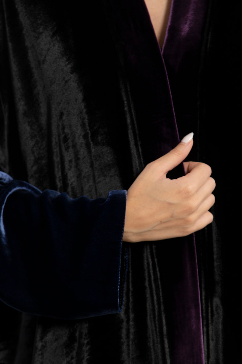 Sherif Velvet Black, Blue & Purple Abaya