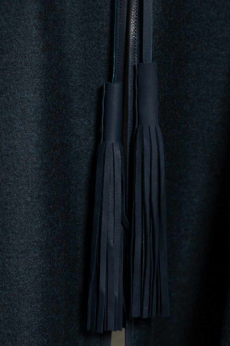 Wool & Cashmere Dark Blue Poncho