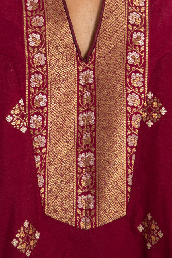 One-Of-A-Kind Rania Silk Brocade Burgundy Dress