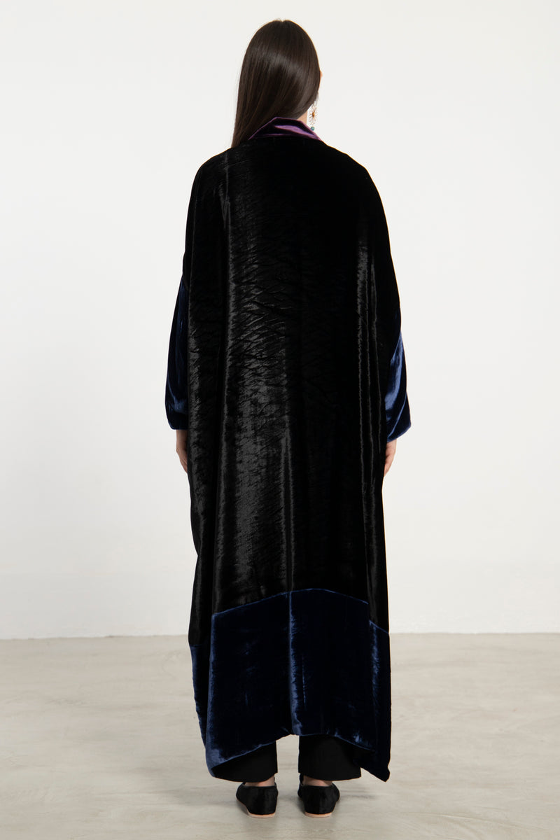 Sherif Velvet Black, Blue & Purple Abaya