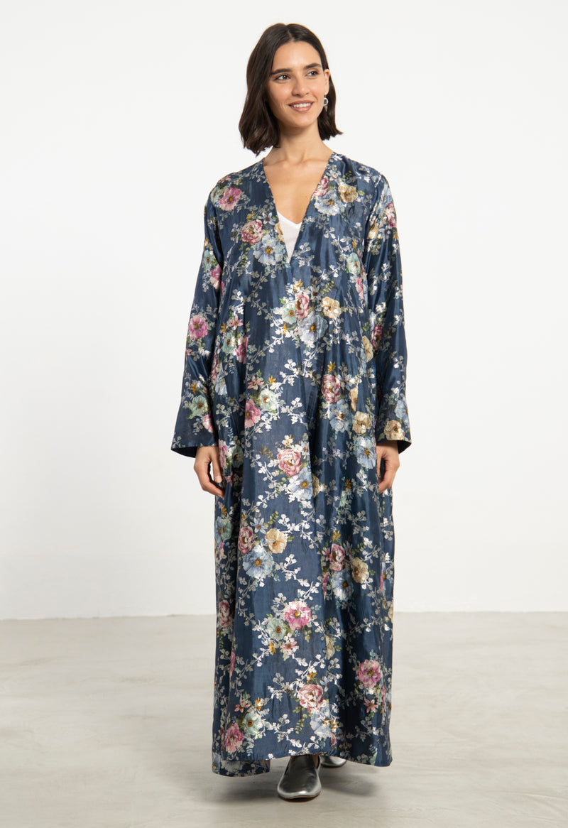 Malaki Silk Brocade Floral Coat