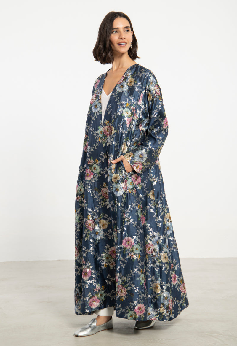 Malaki Silk Brocade Floral Coat