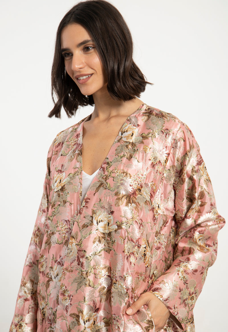 Malaki Silk Brocade Floral Coat