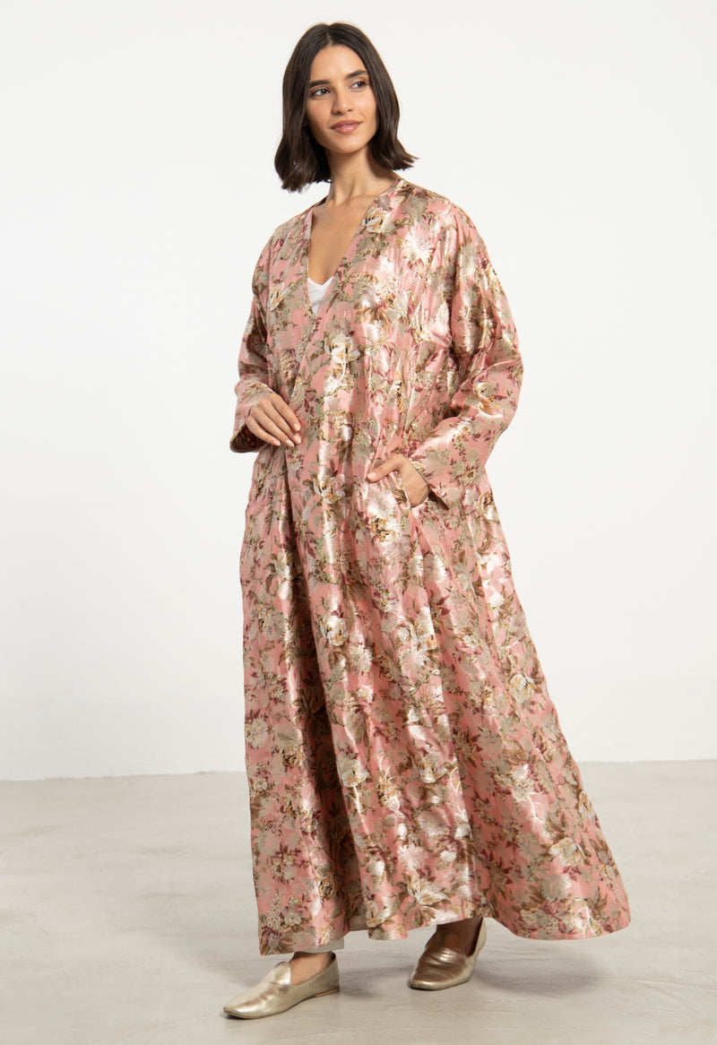 Malaki Silk Brocade Floral Coat
