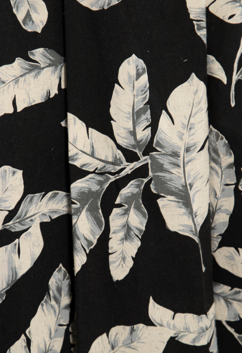 Amar Black Leaf Print Trousers