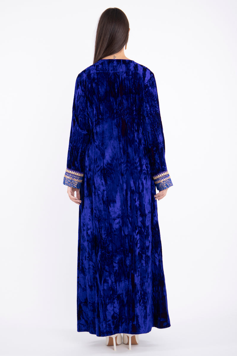 Hanem Velvet Crushed Royal Blue Dress