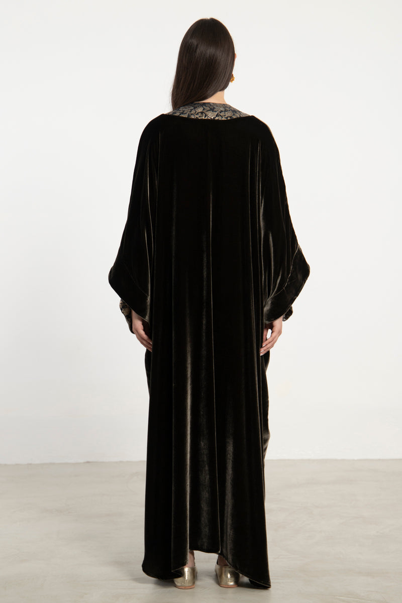 Adan Silk Velvet Brown Kaftan
