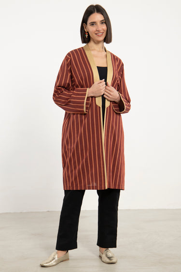 Classic Cotton Striped Abaya - Short