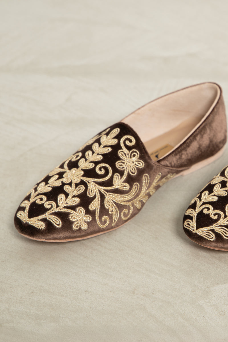 Velvet Embroidered Babouche