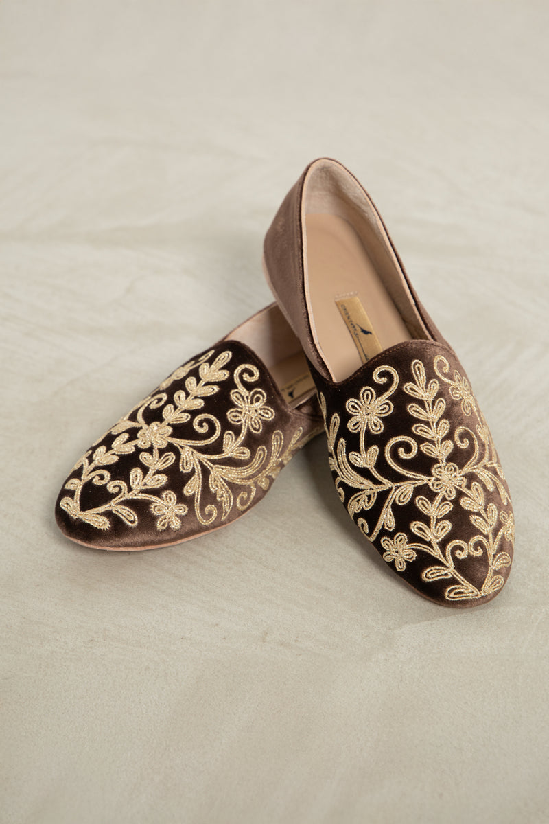 Velvet Embroidered Babouche