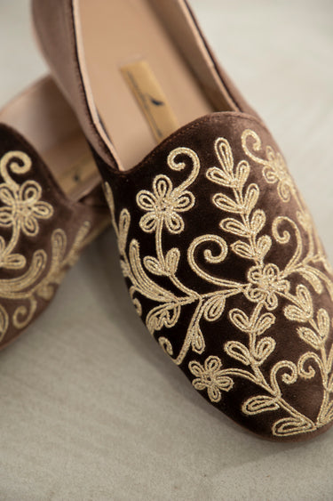 Velvet Embroidered Babouche