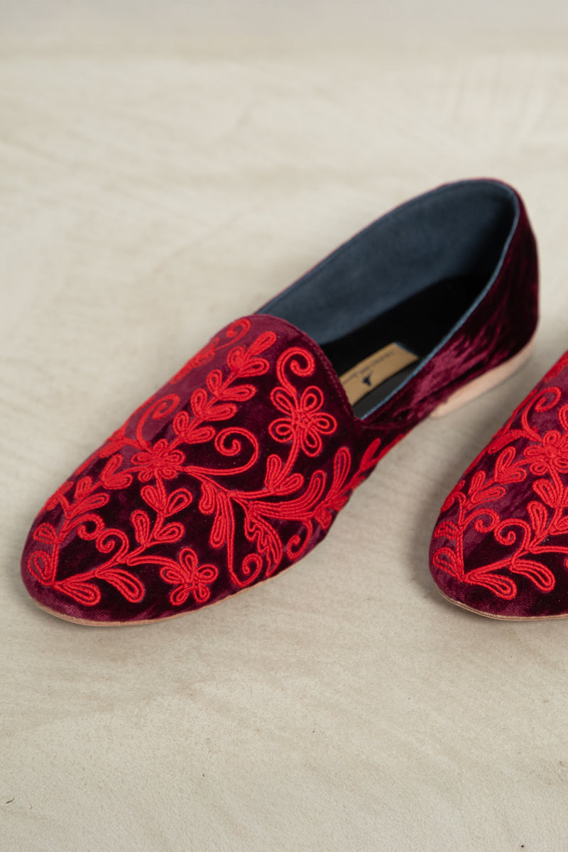 Velvet Embroidered Babouche