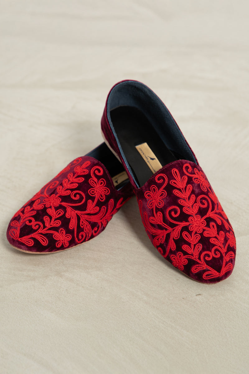 Velvet Embroidered Babouche