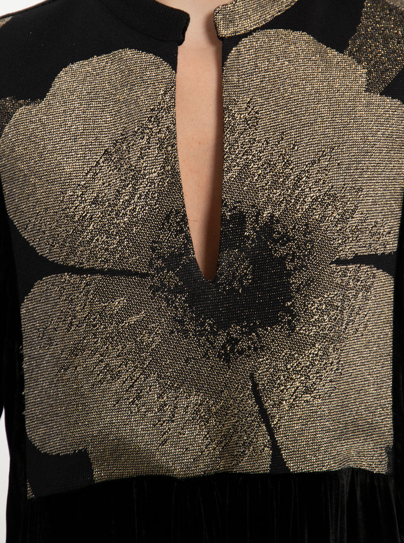 Mayada Cotton Velvet Floral Dress