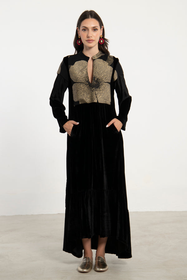 Mayada Cotton Velvet Floral Dress