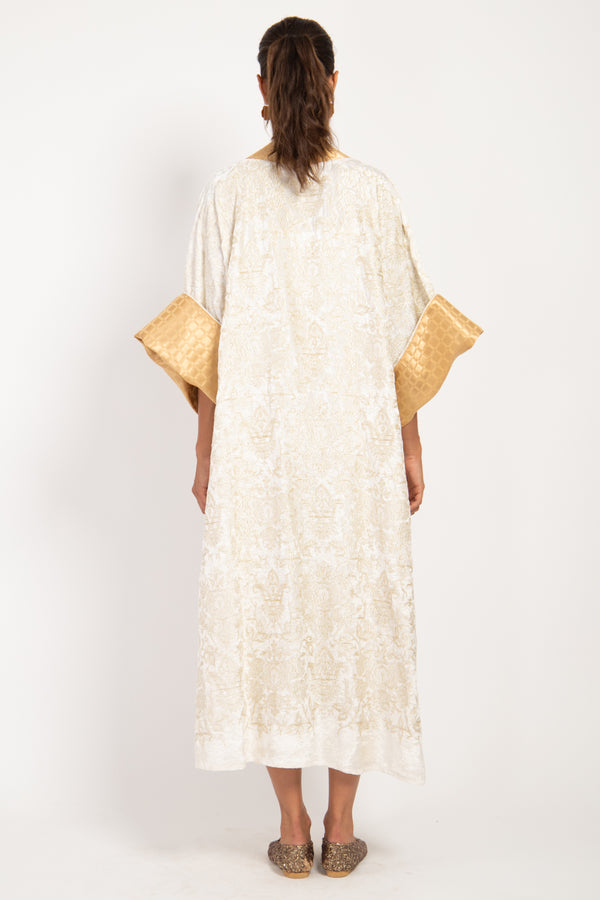 Yasma Velvet Embroidered White Abaya