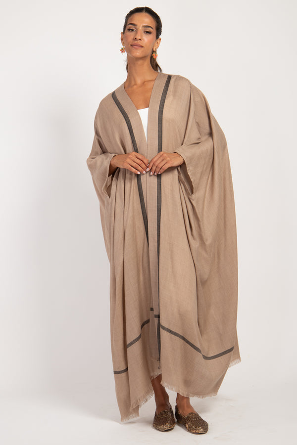 Foulard Wool Beige & Black Abaya