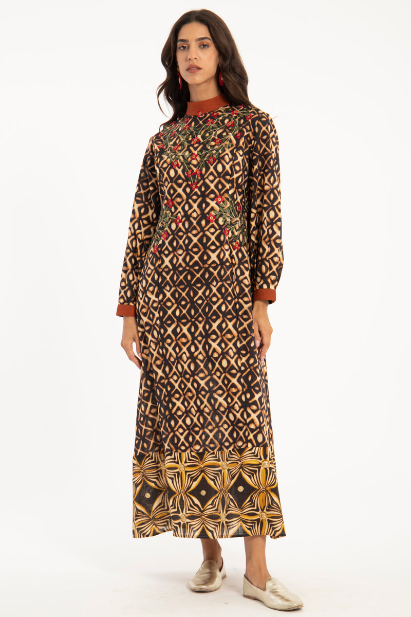 Yara Cotton Printed & Embroidered Dress