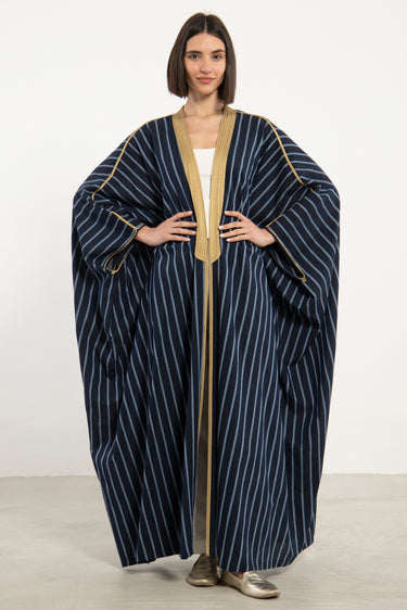 Classic Cotton Blue & Black Abaya