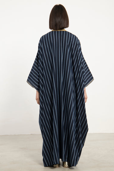 Classic Cotton Blue & Black Abaya