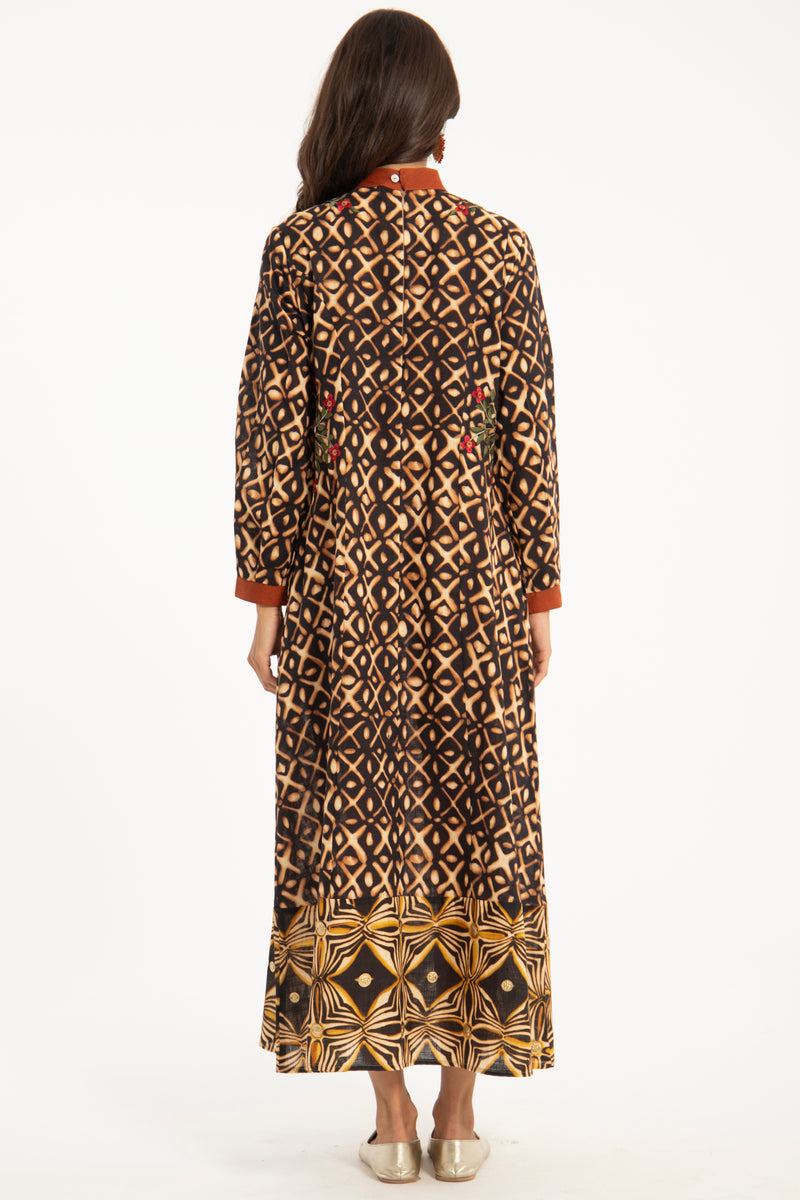 Yara Cotton Printed & Embroidered Dress