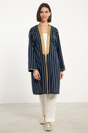 Classic Cotton Striped Abaya - Short