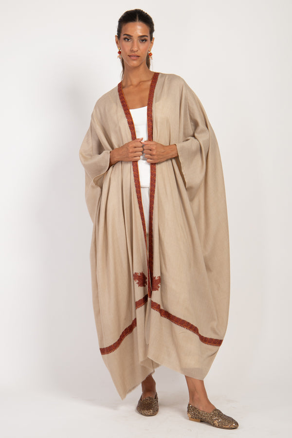 Foulard Wool Beige & Amber Abaya