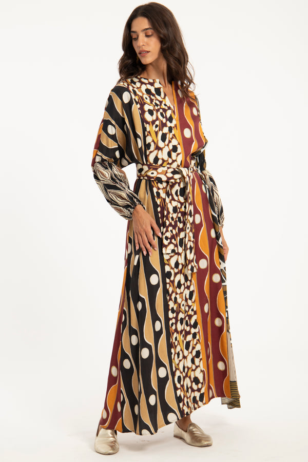 Nouha Cotton Silk Patchwork Dress