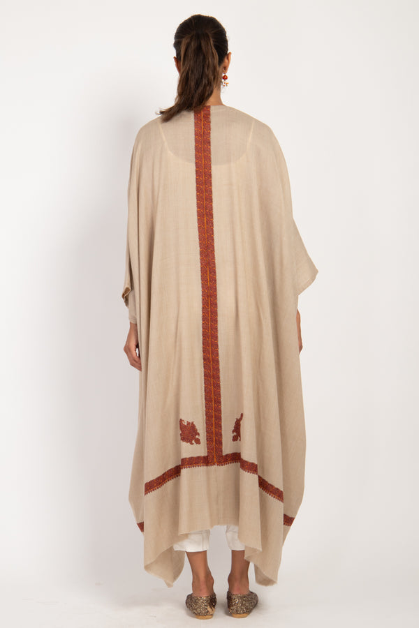 Foulard Wool Beige & Amber Abaya