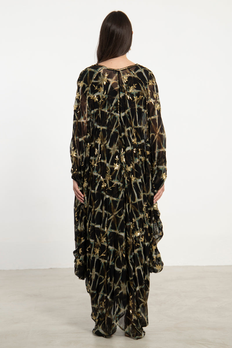 Farah Silk Tie & Dye Tareq Embroidered Gown
