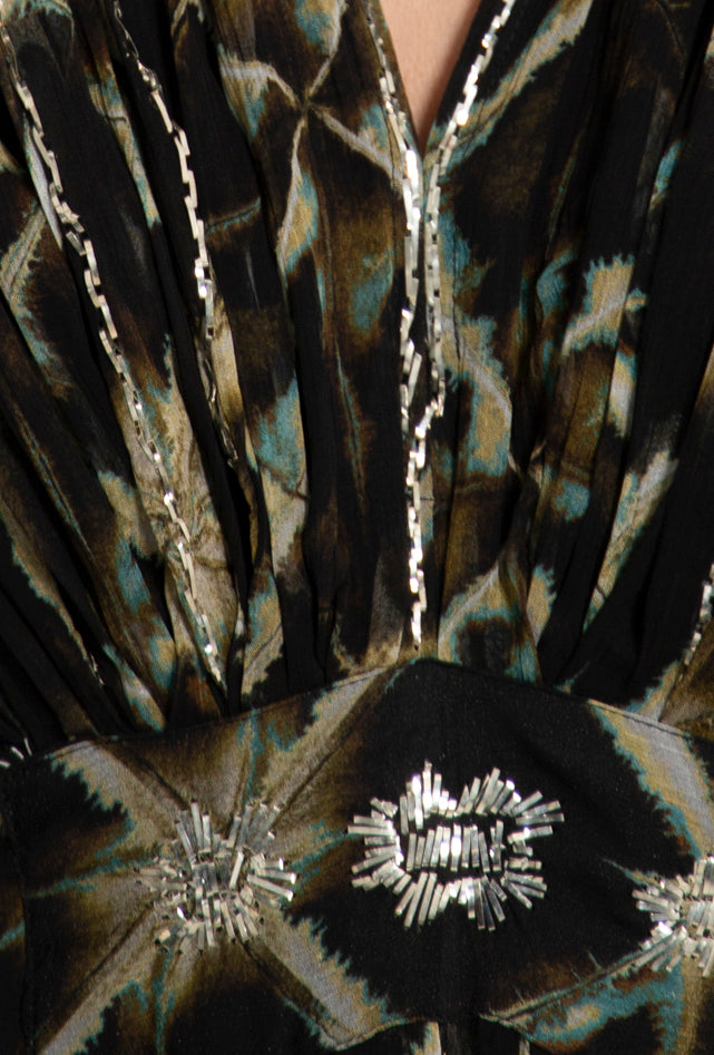 Farah Silk Tie & Dye Tareq Embroidered Gown